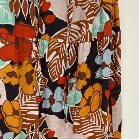 Anthropologie Floral Maxi Sundress in Rust, Mustard & Aqua - Picture 5 of 10